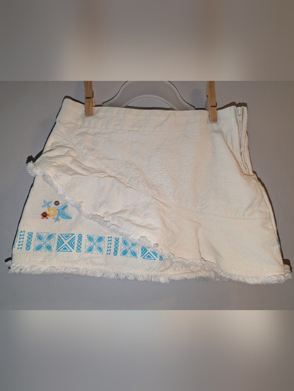 🌺 Disney Store Moana Fringe Cream Mini Skirt Costume Adjustable Waist Girl Sz 3